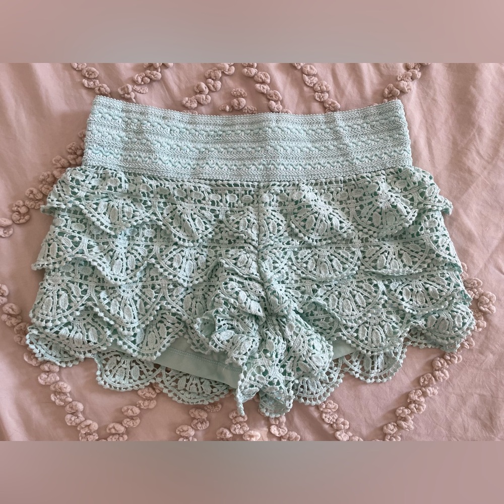 Mint blue lace skort